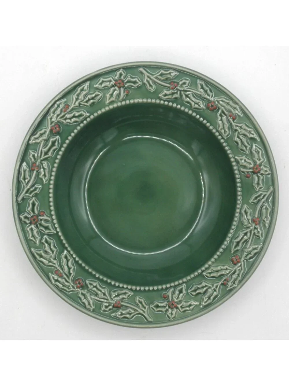 Hampton Forge CHRISTMAS BERRIES Rimmed Soup Bowl Set of 4 Embossed Pattern HFOCH